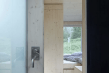bathroom with wood clad walls