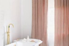 12 add dusty rose drapes to your bathroom for a refined and girlish feel