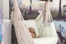 21 a hammock chair with cushions is a great piece for a kids’ room to make it welcoming and dreamy