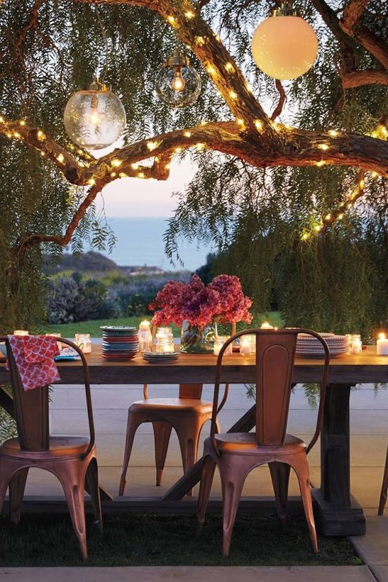paper lamps, lights and candles in jars will illuminate your space well even at night
