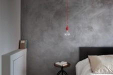 25 spruce up your simple industrial bedroom with a dark grey plaster wall behind the headboard