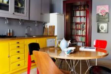 05 a moody space done in grey, with yellow as the secondary color and red for bold accents