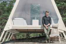 09 Outdoors there’s a comfy wooden lounger with pillows and cushions for enjoying sunlight