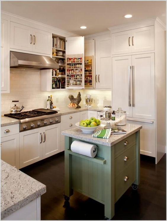 https://www.digsdigs.com/photos/2018/08/09-a-tiny-green-kitchen-island-on-casters-with-drawers-and-holders-plus-a-stone-countertop.jpg