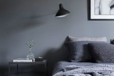 10 combine greys and black for creating a trendy moody space, add textures with blankets