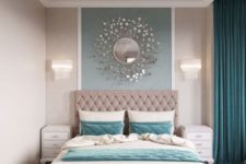 14 a glam and relaxing bedroom with grey and teal as two main opposing colors