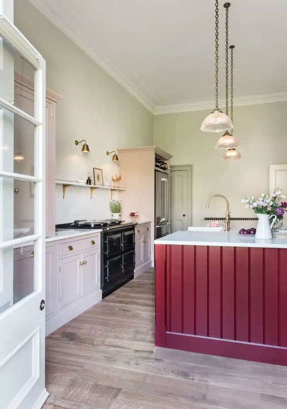 Pink And Green Kitchen