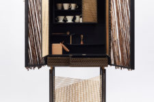 02 The cabinet combines Japanese bamboo, wood stained with Japanese calligraphy ink
