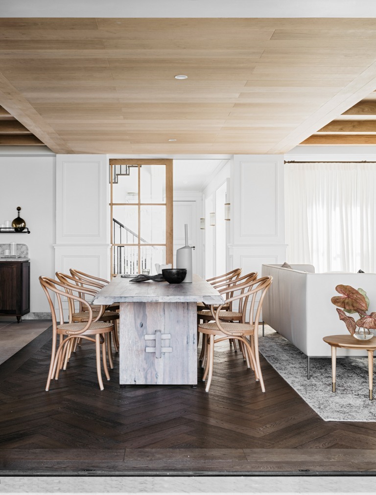 gorgeous open layout that combines everything The open layout includes a dining and living space plus a kitchen, and the division is done with flooring