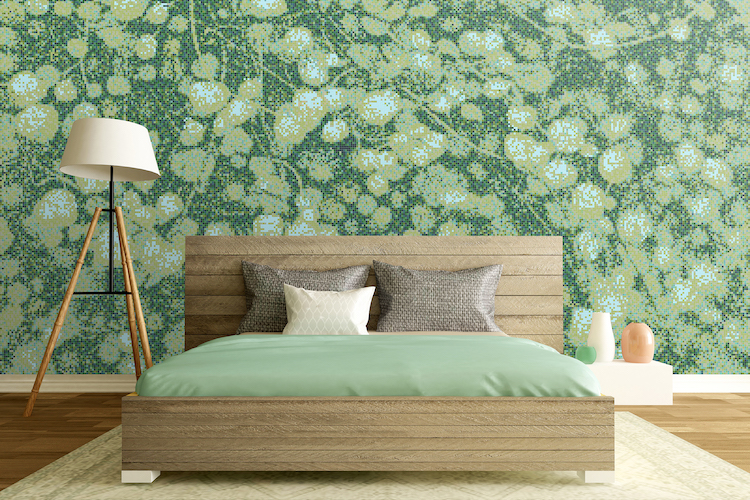 tile accent wall in a bedroom The tiles can be used to accent the walls in any space, from a bedroom to a bathroom and also in public spaces