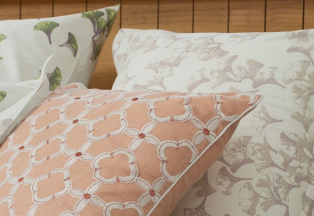 fall bedding in light orange There are fall prints and muted shades like light orange, greens, greys, beige to make your bedroom relaxing