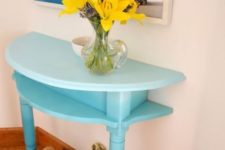 02 a half cut table painted bold is the best idea for a small entryway where you need a console