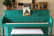 piano used as family photo display