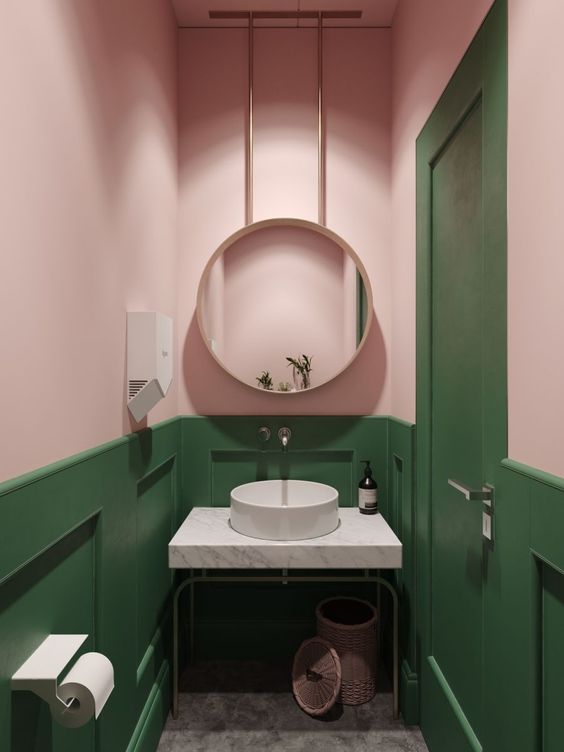 25 Bright And Cool Color Block Ideas For Bathrooms - DigsDigs