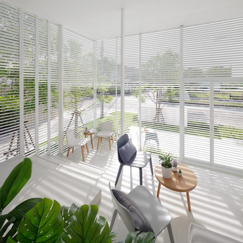 sitting zone by the gym After exercising in the gym, the owners may relax in the spacious sitting zone