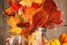 08 take a mason jar and put some fall leaves inside for a cool fall display, you won’t need more