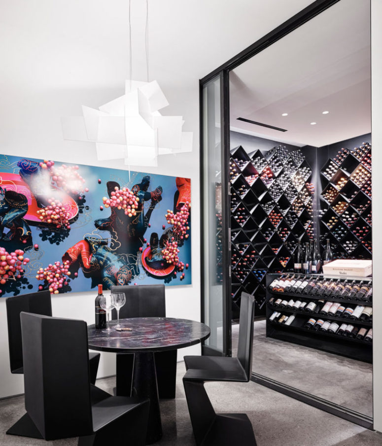 There's a wine testing room and a large wine cellar, the artworks here are dedicated to wine and grapes
