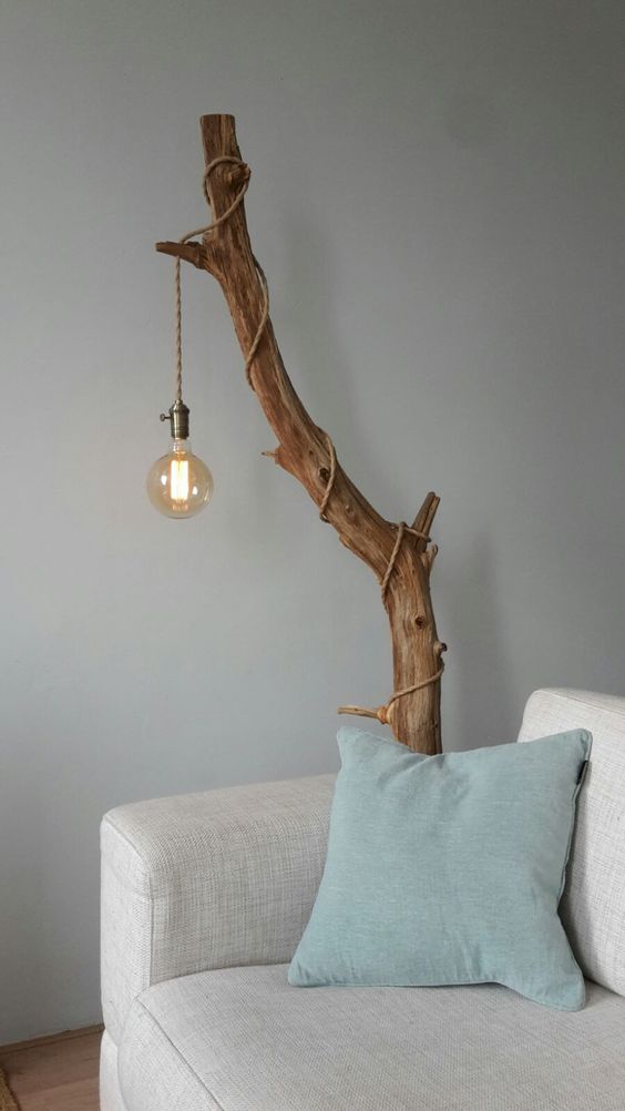 Lamps made from clearance tree branches