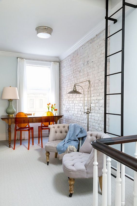 a whitewashed brick accent wall is a chic idea for any space, you won't need much to create a texture