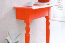 15 chop a table in half to make the ultimate space-saving entryway table and then paint it bold