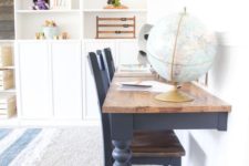 24 an old kitchen table turned into a double desk for a kids’ room