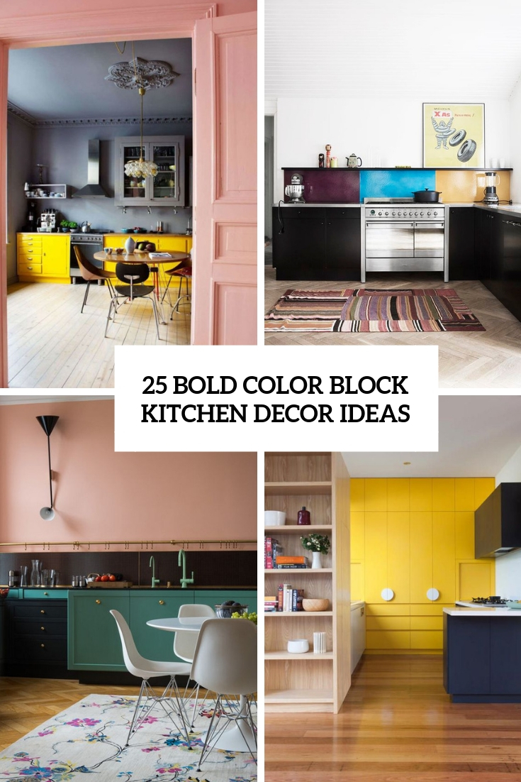 bold color block kitchen decor ideas cover