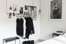 27 a simple rail for hanging your clothes is an ultra-modern idea