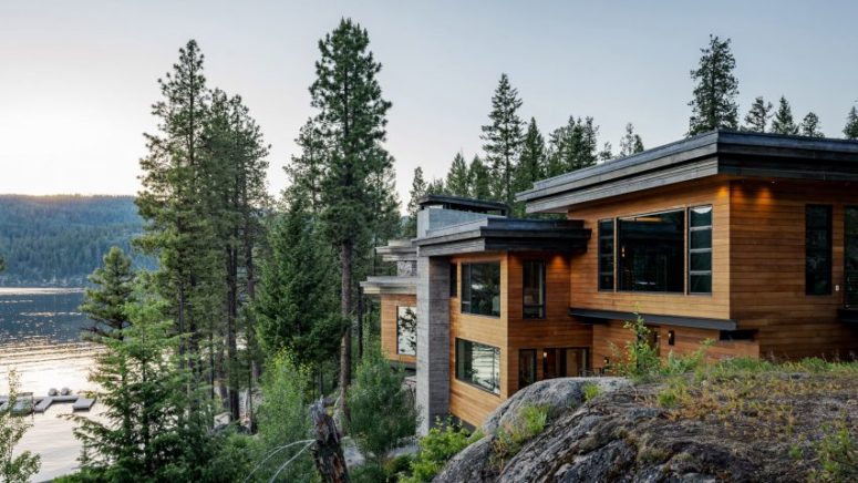 Cliff House With Contemporary Meets Rustic Interiors