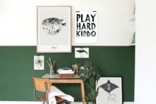 05 a forest green and white color block wall is right what you need to make your home office bolder