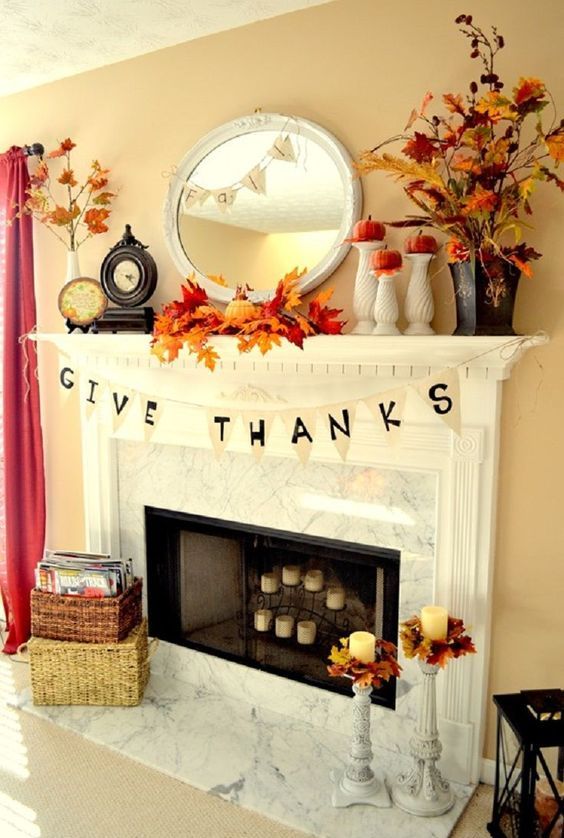 Fireplace Decor Ideas, Thanksgiving Decorations For Fireplace Mantel