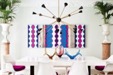 18 a bold printed artwork makes a statement and a printed rug is a more neutral addition to the dining room