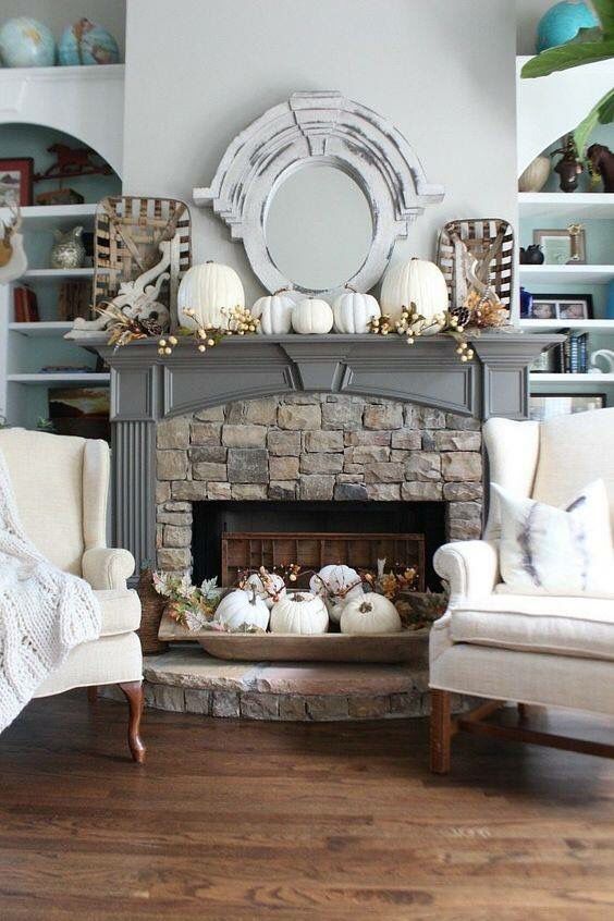 25 Cozy Thanksgiving Mantel And Fireplace Decor Ideas - DigsDigs