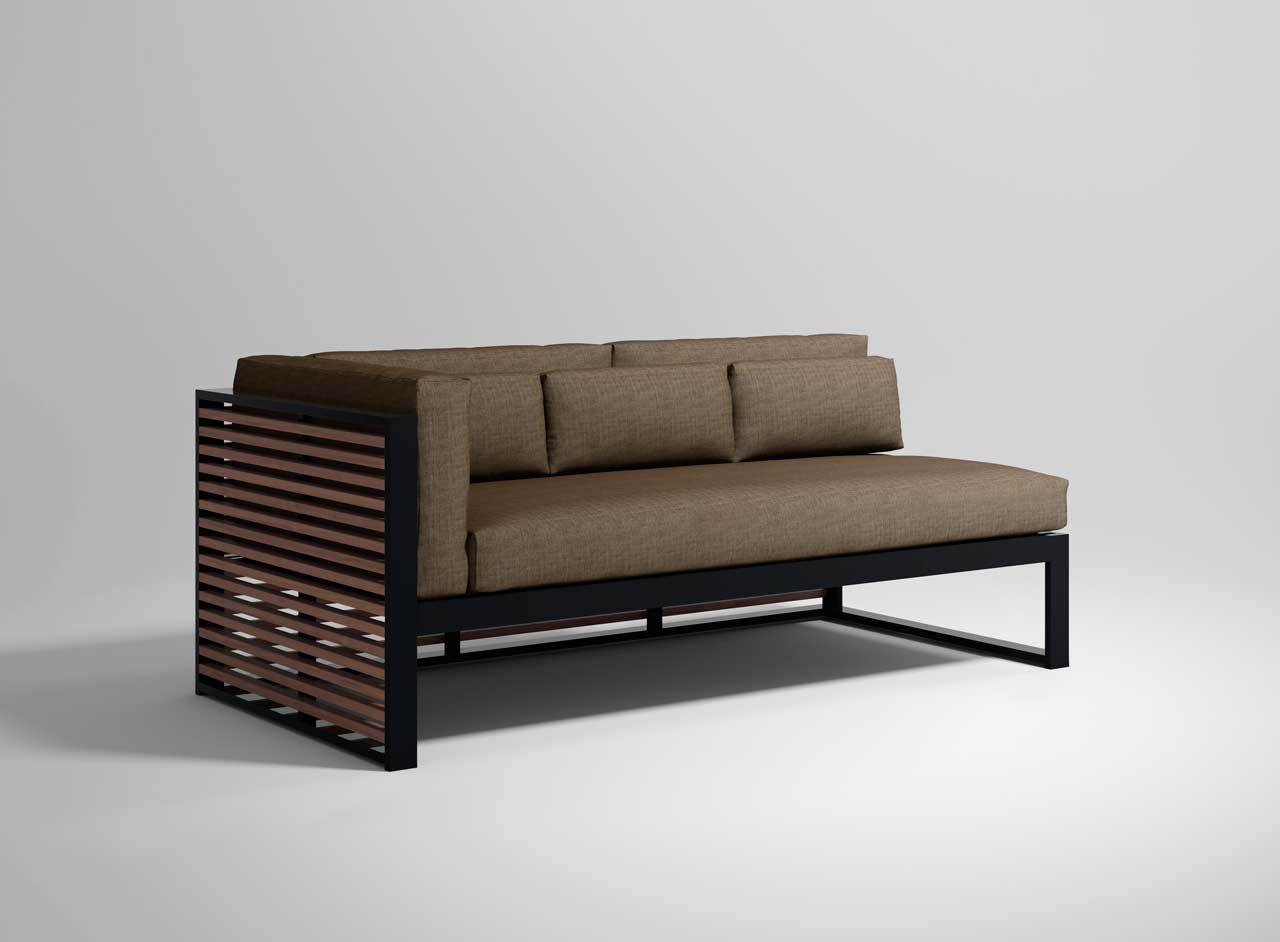 DNA Teak furniture collection shows off contemporary designs, warm teak wood and comfy upholstery