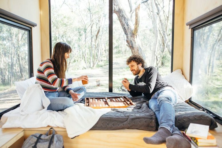 The space inside is a small eclectic room with a sleeping space and a kitchen zone, which are enough for two The space inside is a small eclectic room with a sleeping space and a kitchen zone, which are enough for two