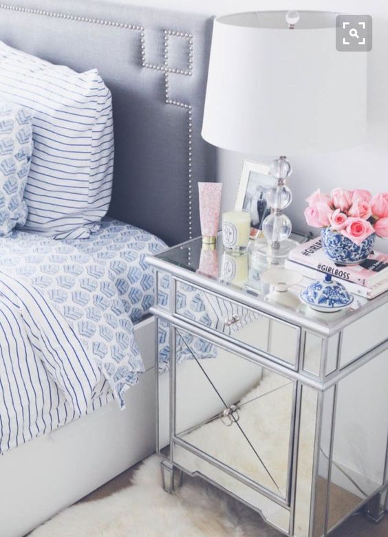 a mirror bedside table will make your space more glam-like and more chic