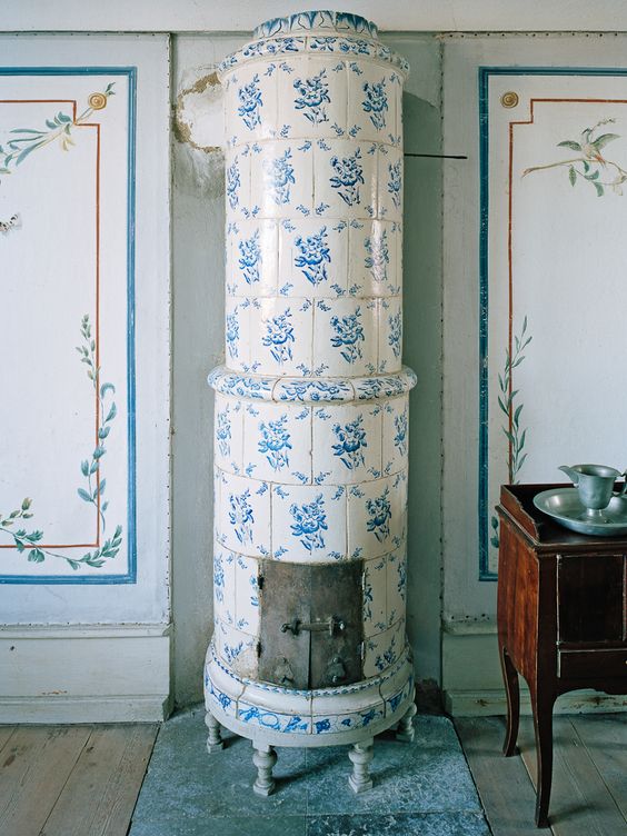 traditionally Scandinavian stoves looked like that, being clad with patterned tiles