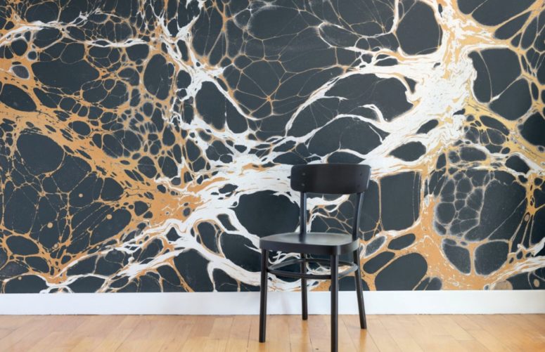 creative wallpaper as an accent The collection features many colors and prints and is great to accent any modern space and can easily subsitute any artwork
