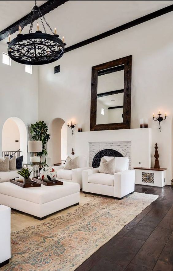white plaster walls make up a great base for a Mediterranean space, dark wooden floors will contrast them white plaster walls make up a great base for a Mediterranean space, dark wooden floors will contrast them