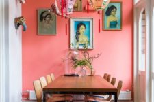 04 a coral pink statement wall is great for a boho and gypsy interior with eastern influence like this one