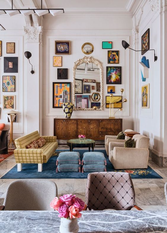 a colorful eclectic space can be started with a neutral base and then colorful furniture and accessories