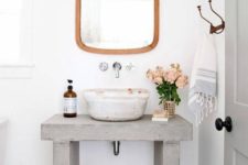 10 a concrete vanity is a cool and unexpected idea for a modern bathroom, it’s a simple way to refresh it