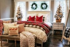 evergreen wreaths used for Christmas bedroom decor