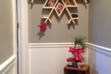 12 a gorgeous snowflake shelf with tags, pinecones, stars and gifts can be squeezed into a very small nook