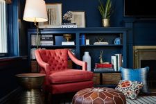 13 a coral diamond upholstery leather chair contrasts the bold navy space