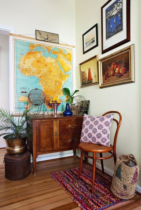 hang a map of your journeys or of places where you'd like to go to personalize the space