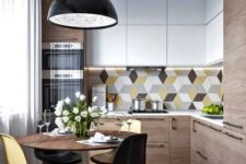 trendy-looking geometric kitchen backsplash