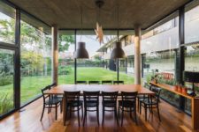 indoor dining zone that looks like an outdoor one