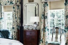 08 bold floral curtains add pattern to the bedroom, not only texture, they become a bold accent