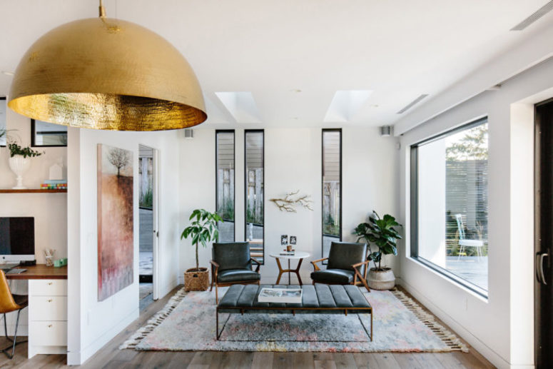 Some spaces feature mid-century modern furniture as inspiration from the origins of the house