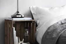 10 a stained Knagglig box placed on casters is a stylish and mobile furniture piece to rock